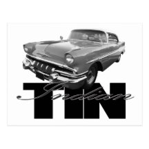 1957 Pontiac Tin Indian Postcard