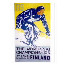 1958 world ski champion finland postcards