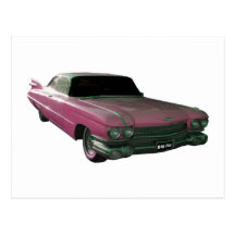 1959 Caddilac Big Pink Fins Post Cards