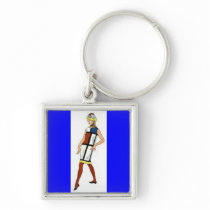 1960 Fashionista Colorblock Premium Key Chain