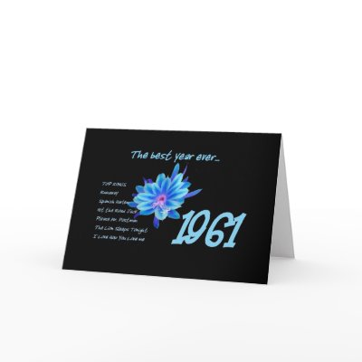 1961 Birthday - The Best Year Ever with Hit Songs Card by JaclinArt