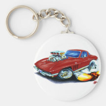 1965 Corvette Maroon Car Keychains