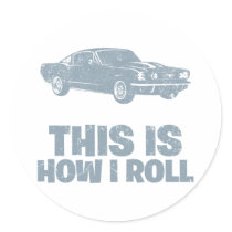 1965 Ford Mustang Fastback Round Stickers