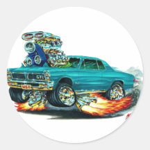 1965 GTO Teal Car Round Sticker