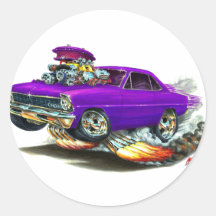 1966-67 Nova Purple Car Round Sticker