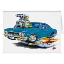1966 Chevelle Teal Car Greeting Card