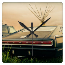 1966 Dodge Charger Square Wallclocks