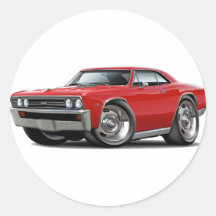 1967 Chevelle Red Car Round Sticker