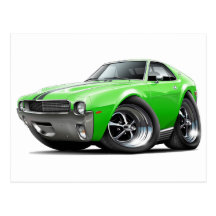 1968-69 AMX Lime-Black Car Postcard