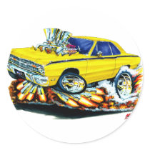 1968-71 Dodge Dart Yellow Car Round Sticker