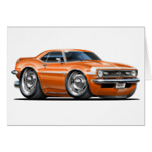 1968 Camaro Orange-White Car Greeting Card