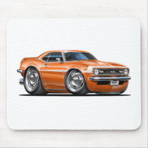1968 Camaro Orange-White Car Mouse Pad