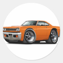 1968 Roadrunner Orange Car Round Stickers