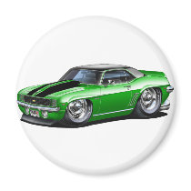 1969 Camaro Green-Black Top Car Magnet