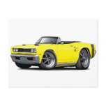 1969 Coronet RT Yellow-Black Double Scoop Hood Car Post Card