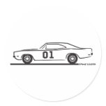 1969 Dodge Charger General Lee Round Stickers