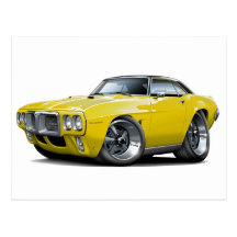 1969 Firebird Yellow-Black Top Car Postcard