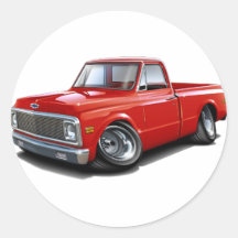 1970-72 Chevy C10 Red Truck Round Sticker