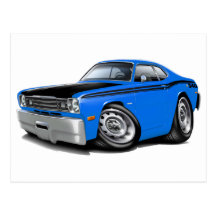 1970-74 Duster 340 Blue Car Postcard