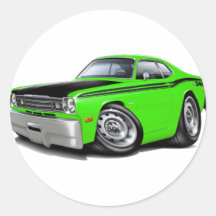 1970-74 Duster 340 Lime Car Round Stickers