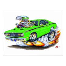 1970-74 Plymouth Duster Lime Car Post Card