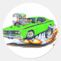 1970-74 Plymouth Duster Lime Car Round Sticker