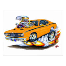 1970-74 Plymouth Duster Orange Car Postcard