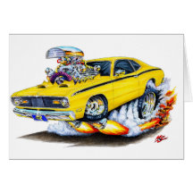 1970-74 Plymouth Duster Yellow Car Greeting Card