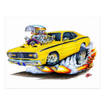 1970-74 Plymouth Duster Yellow Car Postcard