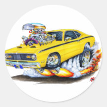 1970-74 Plymouth Duster Yellow Car Sticker