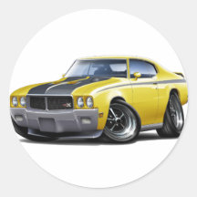 1970 Buick GSX Yellow Car Round Stickers