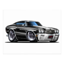 1970 Chevelle Black-White Car Post Card
