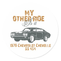 1970 Chevrolet Chevelle SS 454 Round Stickers