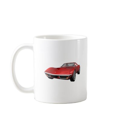 1970 Corvette Sports Car: Red Finish Coffee Mugs by spiritswitchboard