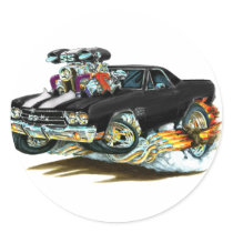 1970 El Camino Black-White Truck Round Sticker