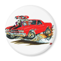 1970 El Camino Red-Black Truck Magnet