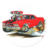 1970 El Camino Red-Black Truck Round Stickers