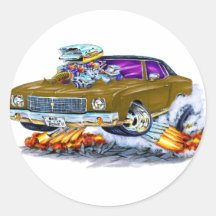 1970 Monte Carlo Brown Car Round Stickers