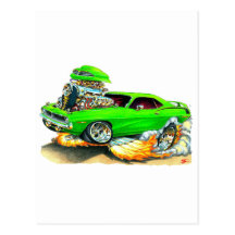 1970 Plymouth Cuda Green Car Post Card