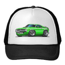 1970 Plymouth Cuda Green Car Trucker Hat
