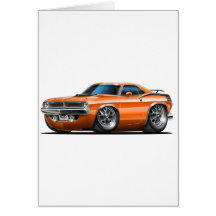 1970 Plymouth Cuda Orange Car Greeting Card