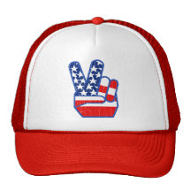 1970s USA Flag Peace Hand Trucker Hat