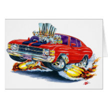 1971-72 Chevelle Red-Black Car Greeting Cards