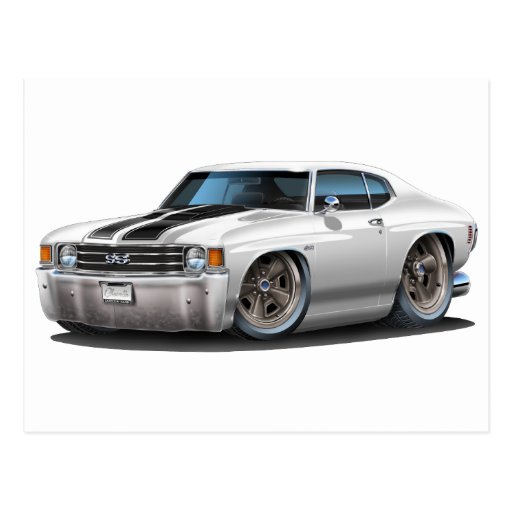1971-72 Chevelle White-Black Car Post Cards