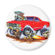 1971-72 El Camino Red 4x4 Monster Truck Magnets