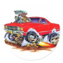 1971-72 El Camino Red 4x4 Monster Truck Round Stickers