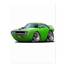 1971-72 Roadrunner Lime-Black Car Postcards