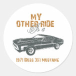 1971 Ford Mustang Boss 351 Round Stickers