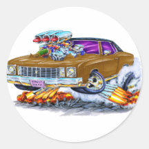 1972 Monte Carlo Brown Car Round Sticker