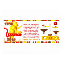 1986 Fire Tiger born Libra Postcard